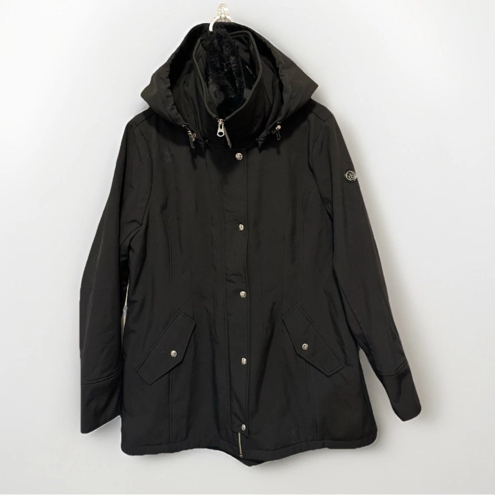 Jessica Simpson Women’s Fleece Lined Soft Water Resistant Hodded Shell Size XL